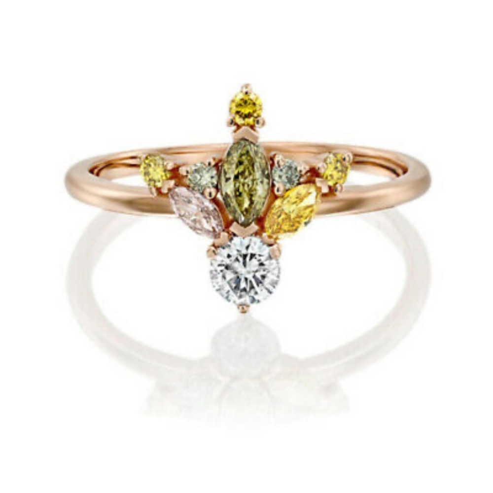 New 18k rose gold plated unique ring